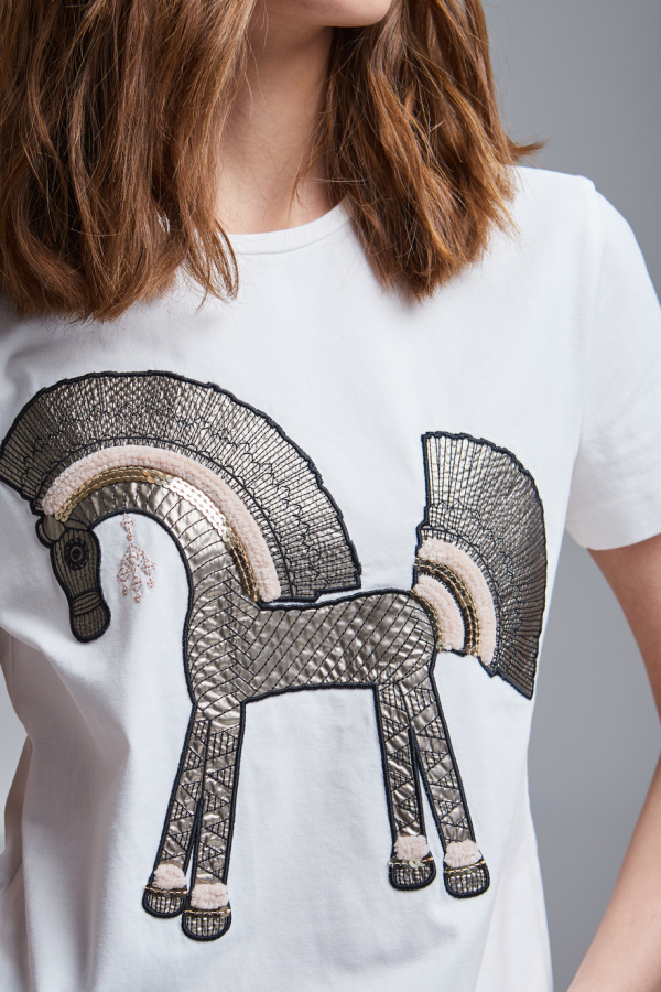 футболка белая horse gold